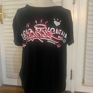 Zadig & Voltaire Black Tee with Red and White Graphic